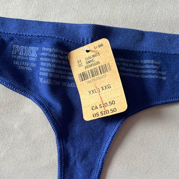 PINK Victoria’s Secret Blue Thong With Silver Butterfly Size XXL NWT - Picture 2 of 2